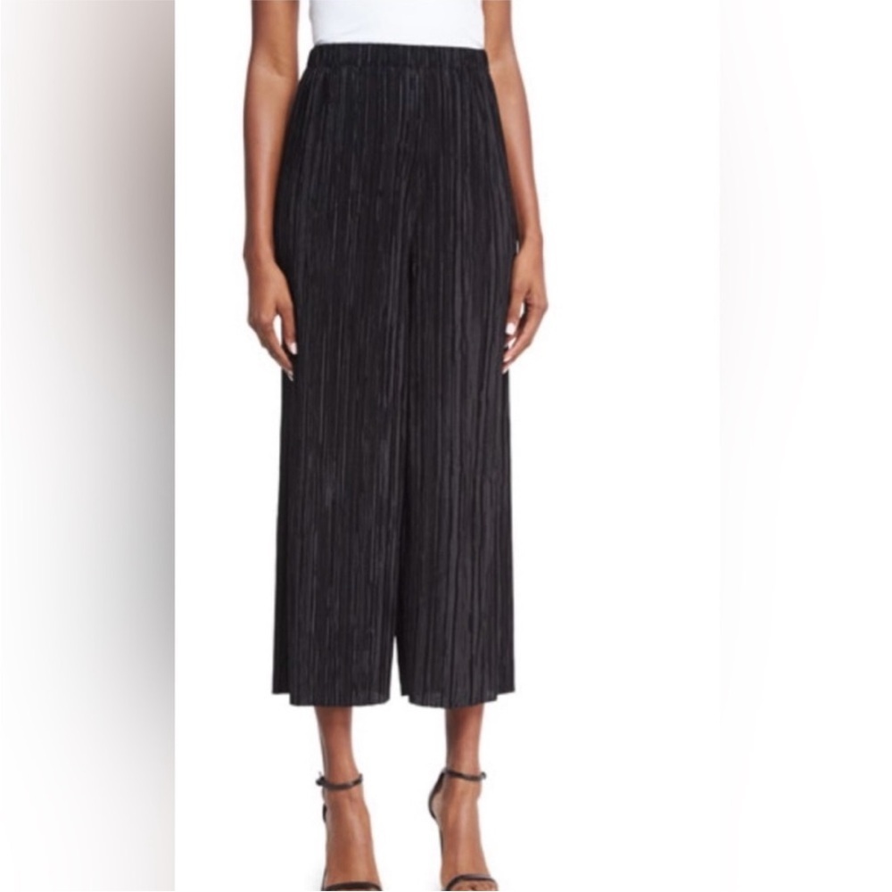 Alice + Olivia Metallic Wide Leg Elba Pants Black Size 4 Y2K Futuristic Disco